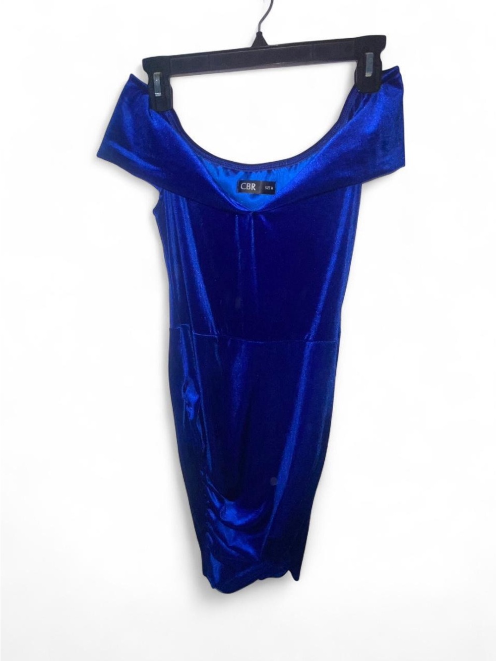 CBR blue velvet off the shoulders dress